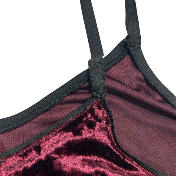 Y2K Burnout Crushed Velvet Burgundy Sz 4 Mini Slip Dress Whimsigoth Grunge Fairy - Picture 12 of 12